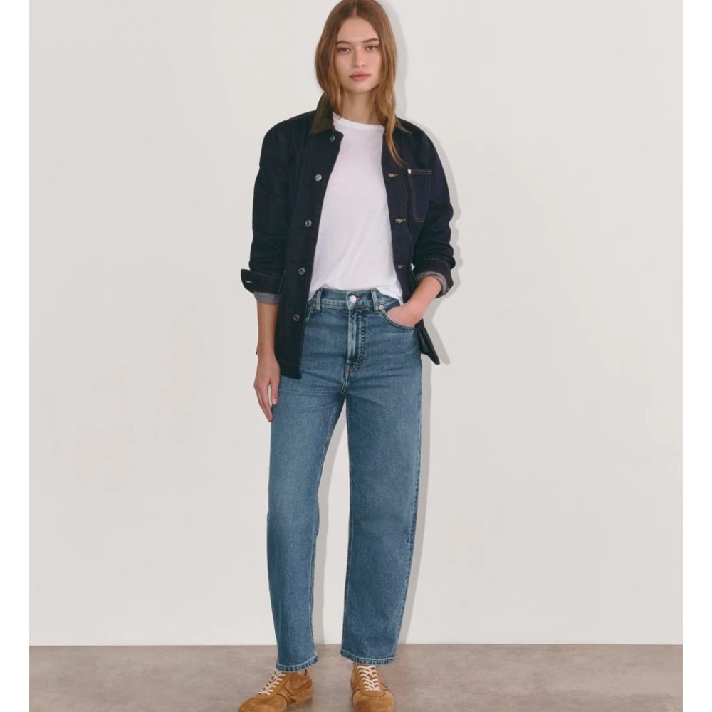 Everlane The Way High Jean Flared Raw‎ Hem Dark Wash Denim Women's Size 27